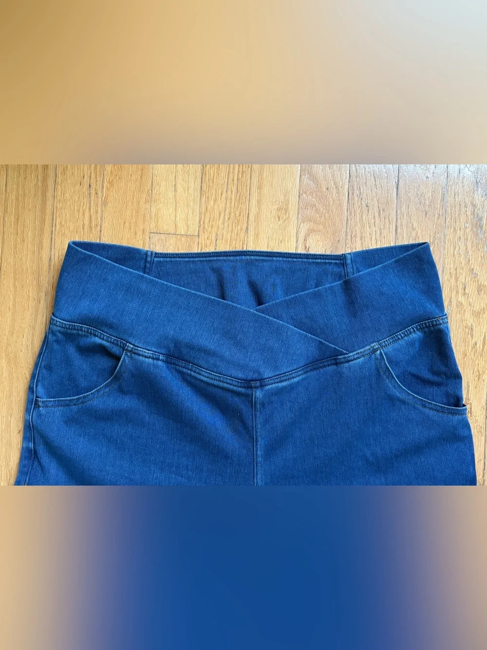 HALARA Flex™ Crossover High Waisted Flare Jeans in Blue Wash -XL Petite NWT